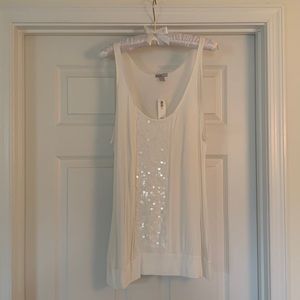 Old Navy White Sequins Tank Top size XL